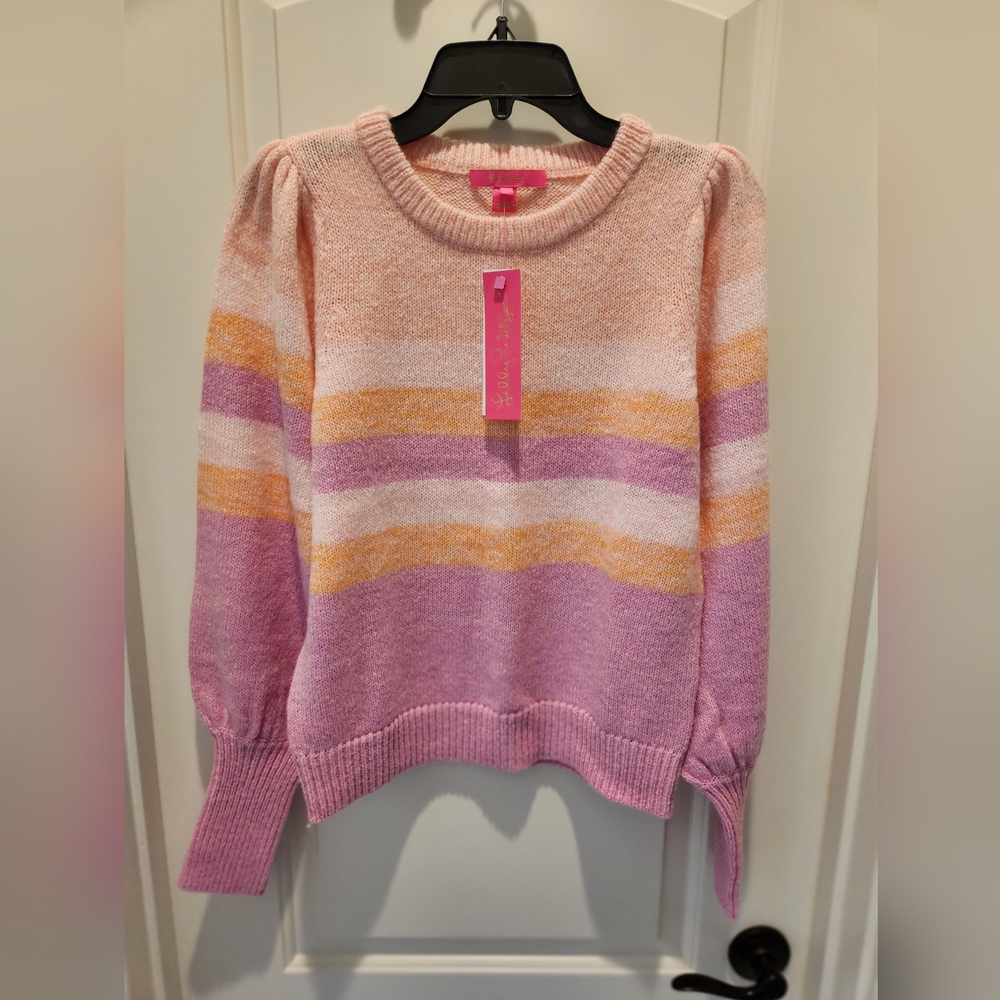 Lilly Pulitzer Lilac Rose Marbled Stripe Sweater S
